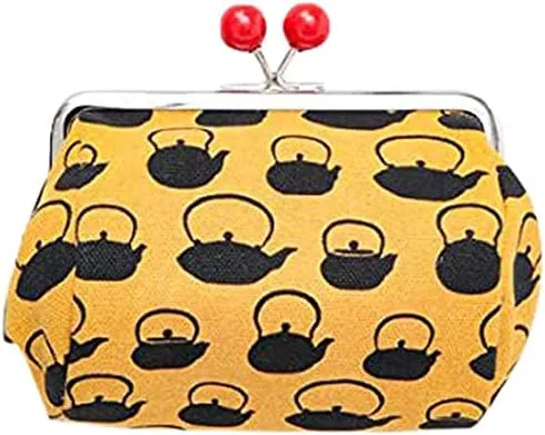 [倭物や Kaya] Retro Barrel Shaped Bag with Clasp/Japanese Puse Mouth Bag Classical Small Bag 7JMP0209 Iron Kettle