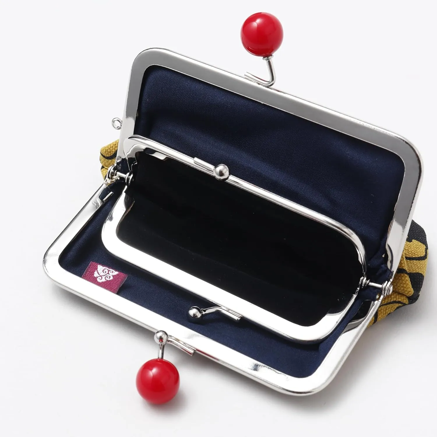 [倭物や Kaya] Retro Gamaguchi - Purse with Clasp/Japanese Retro Parent and Child Purse Partition 7JMP4303 PHONE WHITE & BLACK