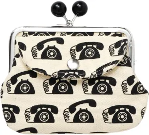[倭物や Kaya] Retro Gamaguchi - Purse with Clasp/Japanese Retro Parent and Child Purse Partition 7JMP4303 PHONE WHITE & BLACK