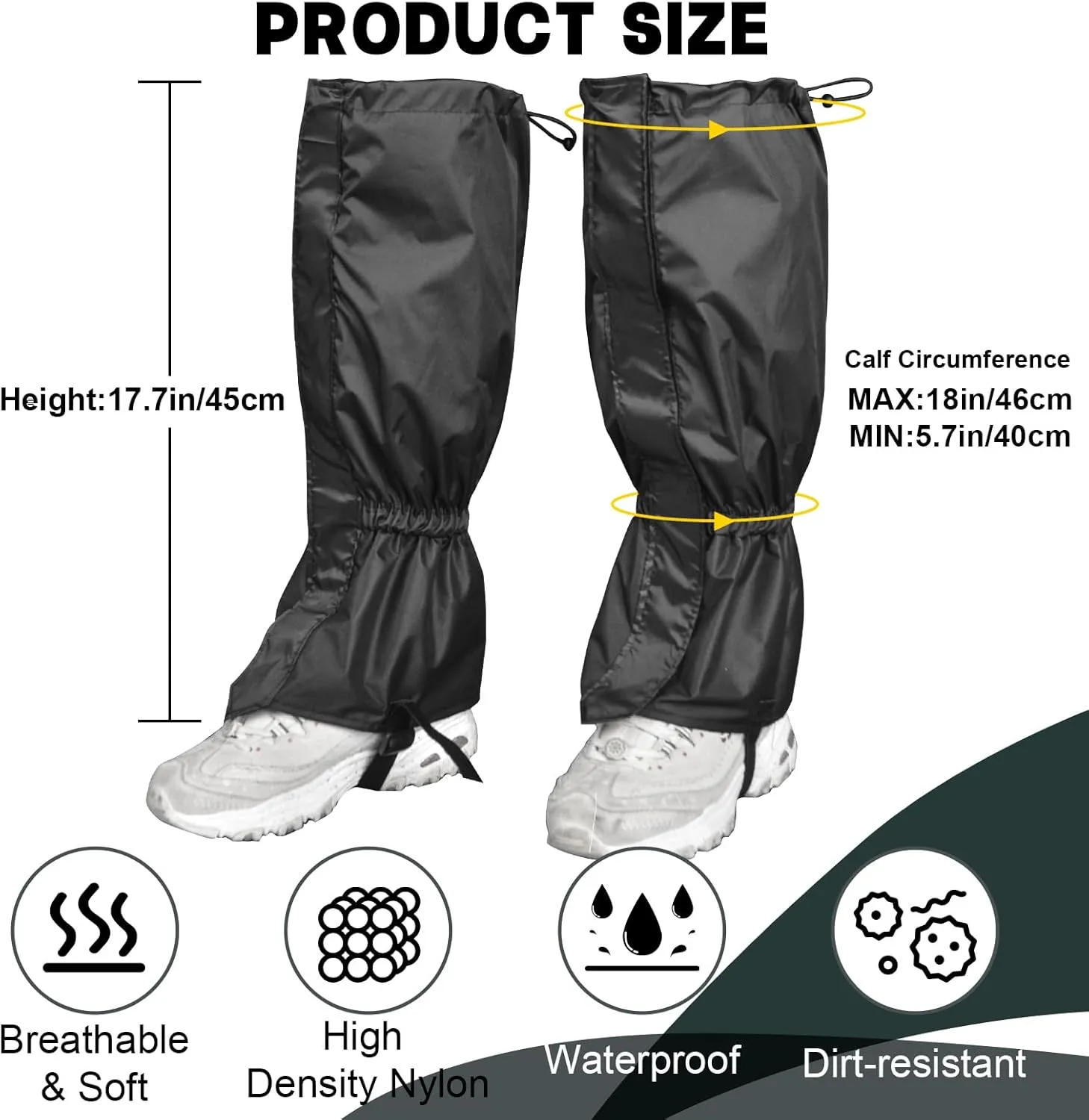 1 Pairs Lawn Care Leg Gaiters, Waterproof Garden Trimming Leg Chaps, Adjustable Leg Protection for Weed Eating Leg Guards for Men Lawn Care Accessories for Outdoor Farm Garden Working