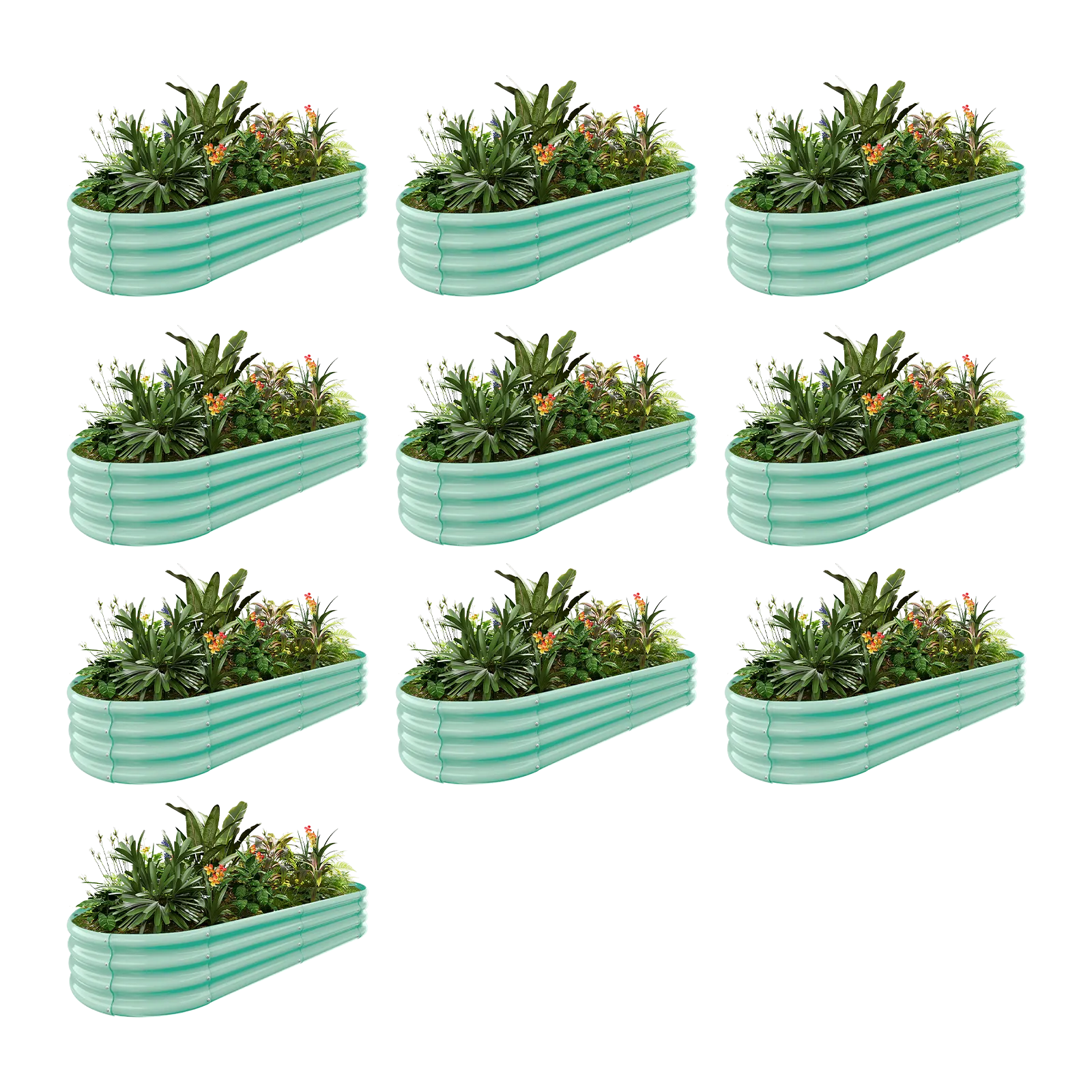 10-Pack Oval 6x3x1ft Galvanized Raised Garden Bed