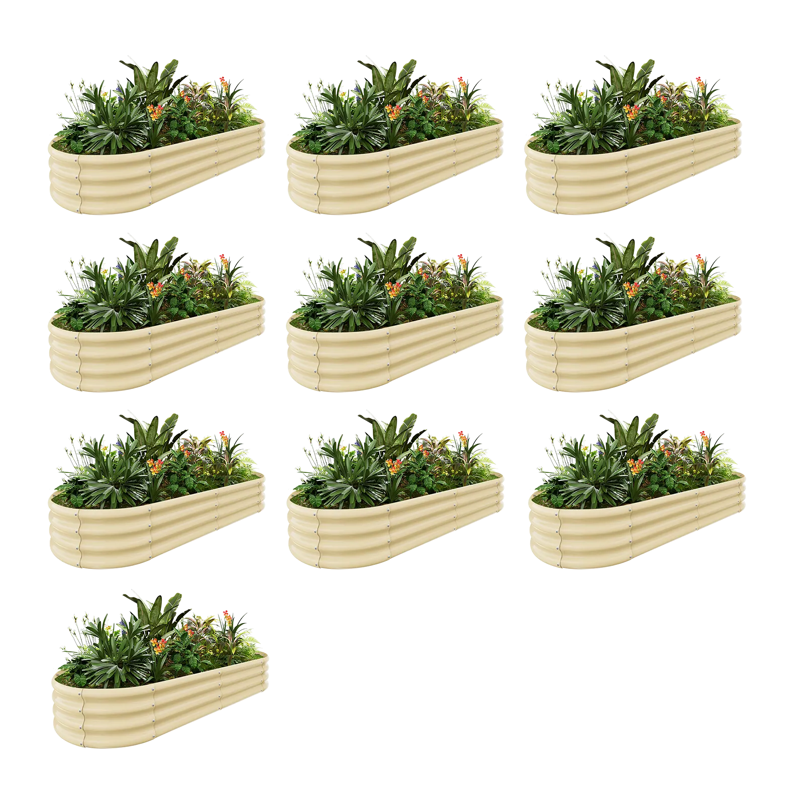 10-Pack Oval 6x3x1ft Galvanized Raised Garden Bed