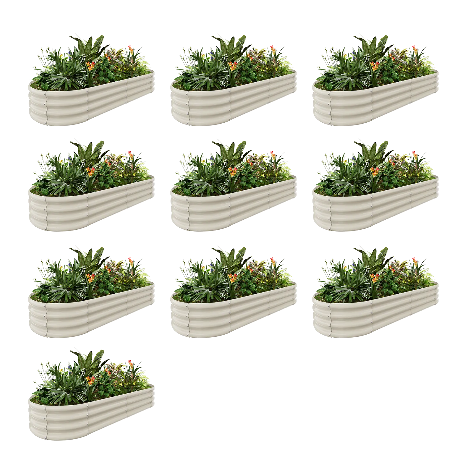 10-Pack Oval 6x3x1ft Galvanized Raised Garden Bed