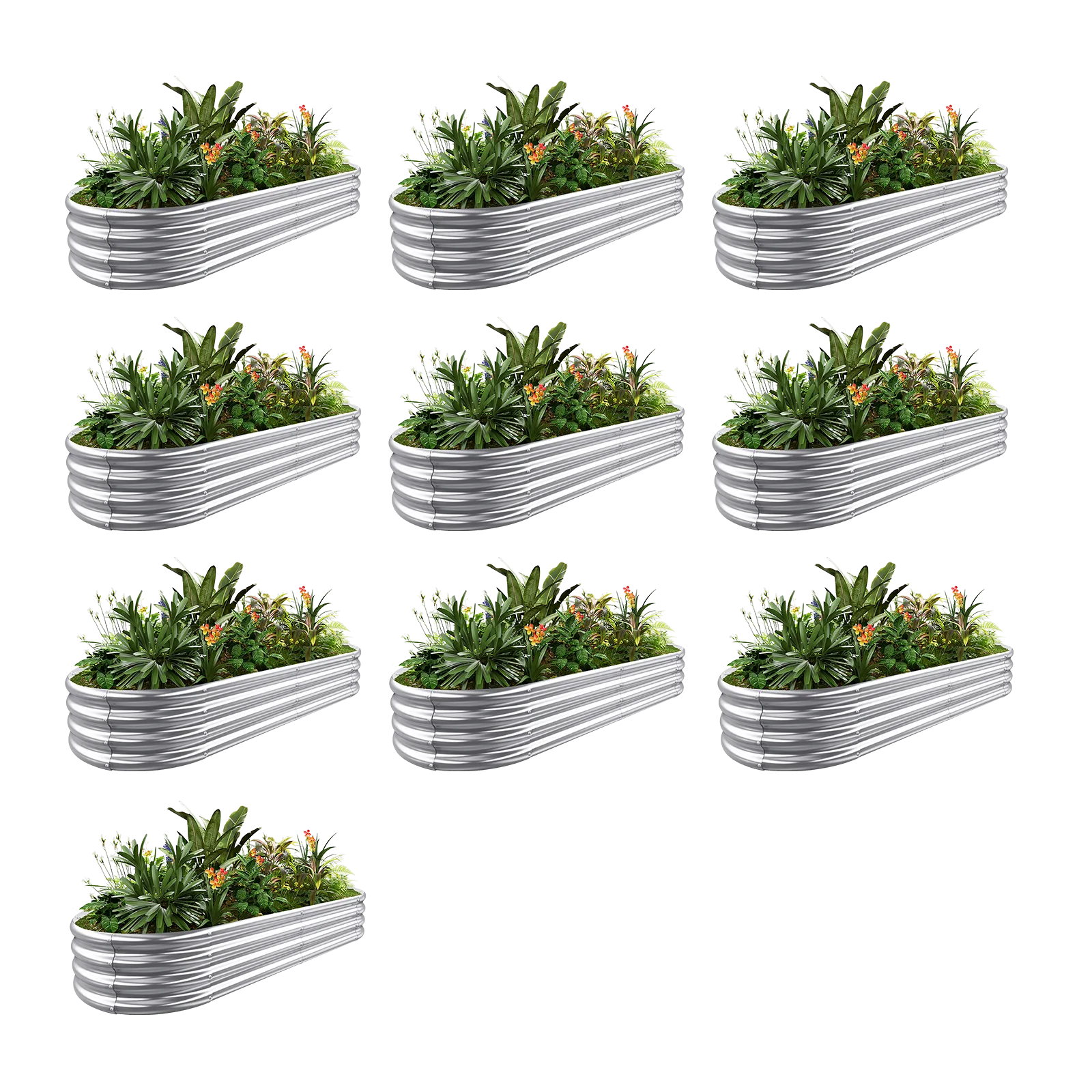 10-Pack Oval 6x3x1ft Galvanized Raised Garden Bed