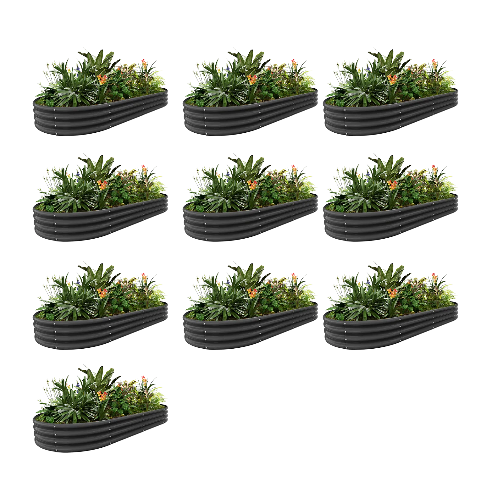 10-Pack Oval 8x4x1ft Galvanized Raised Garden Bed