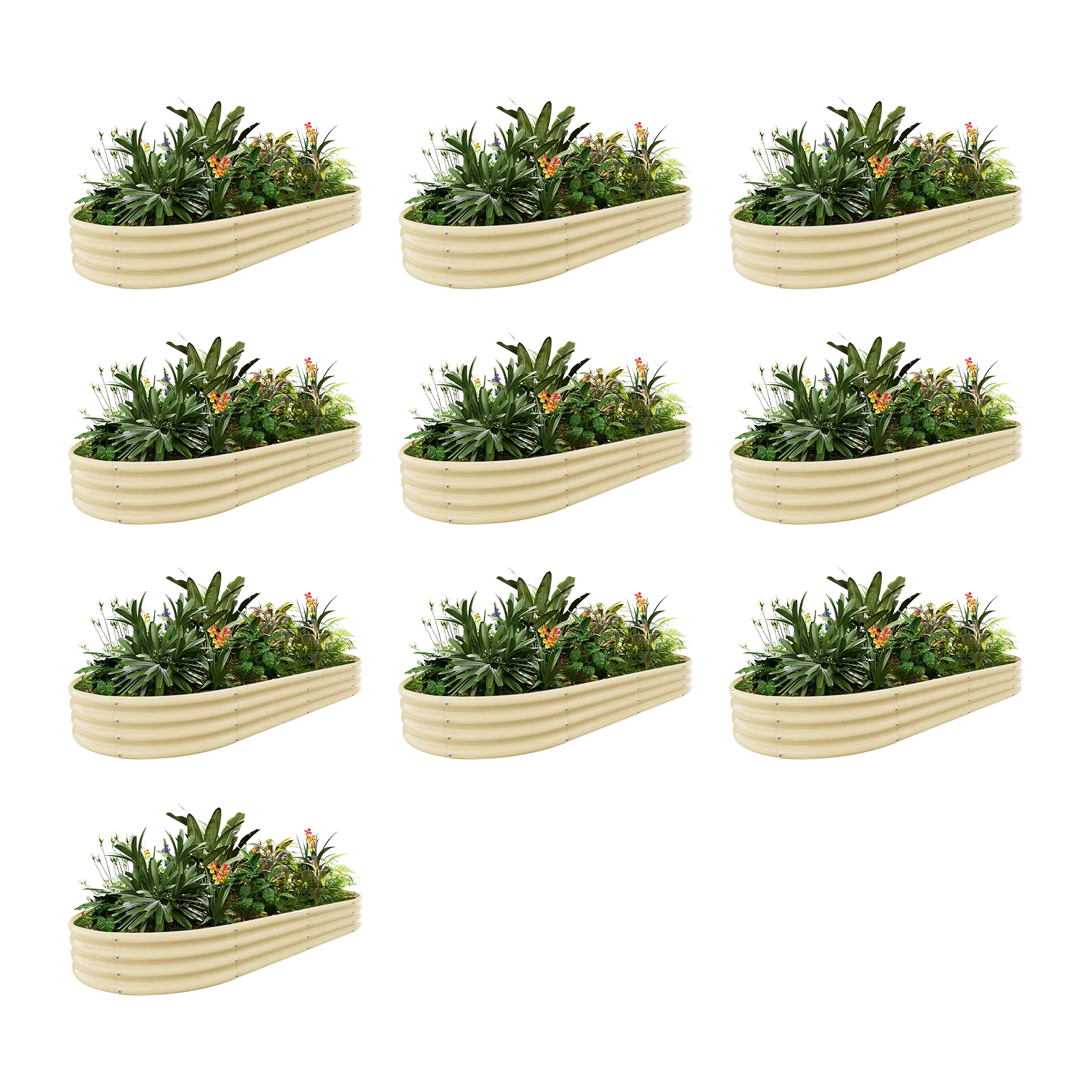 10-Pack Oval 8x4x1ft Galvanized Raised Garden Bed