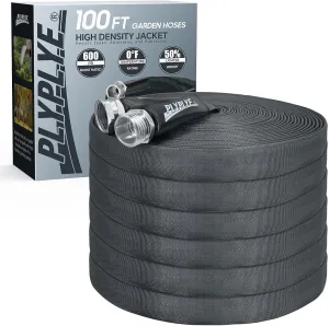 100ft Non-Expanding Garden Hose – Ultra-Light, Kink-Free, High-Pressure, Abrasion-Resistant, Durable, All-Weather, Eco-Friendly, Black&Gray