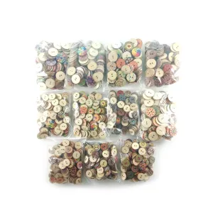 100pcs Retro Wooden Buttons for Handmade Clothes 15-20mm Random Selection Scrapbooking