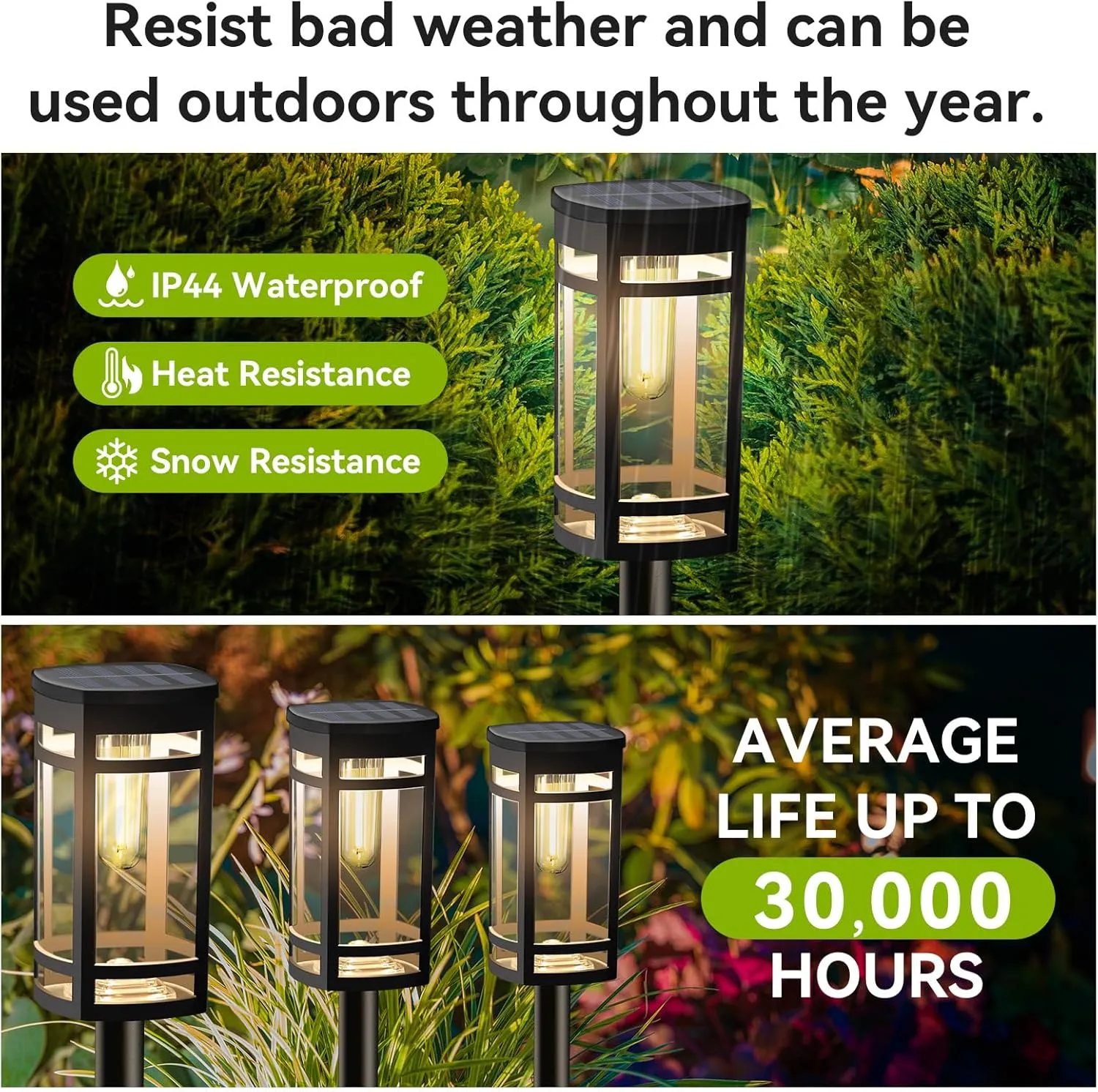 12 Pack Solar Lights Outdoor Waterproof for Garden Pathway Walkway Driveway Yard Lawn Decorative Landscape Lighting. (Warm White Light, 12)