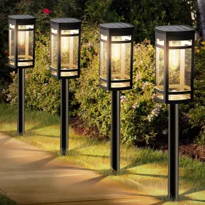 12 Pack Solar Lights Outdoor Waterproof for Garden Pathway Walkway Driveway Yard Lawn Decorative Landscape Lighting. (Warm White Light, 12)