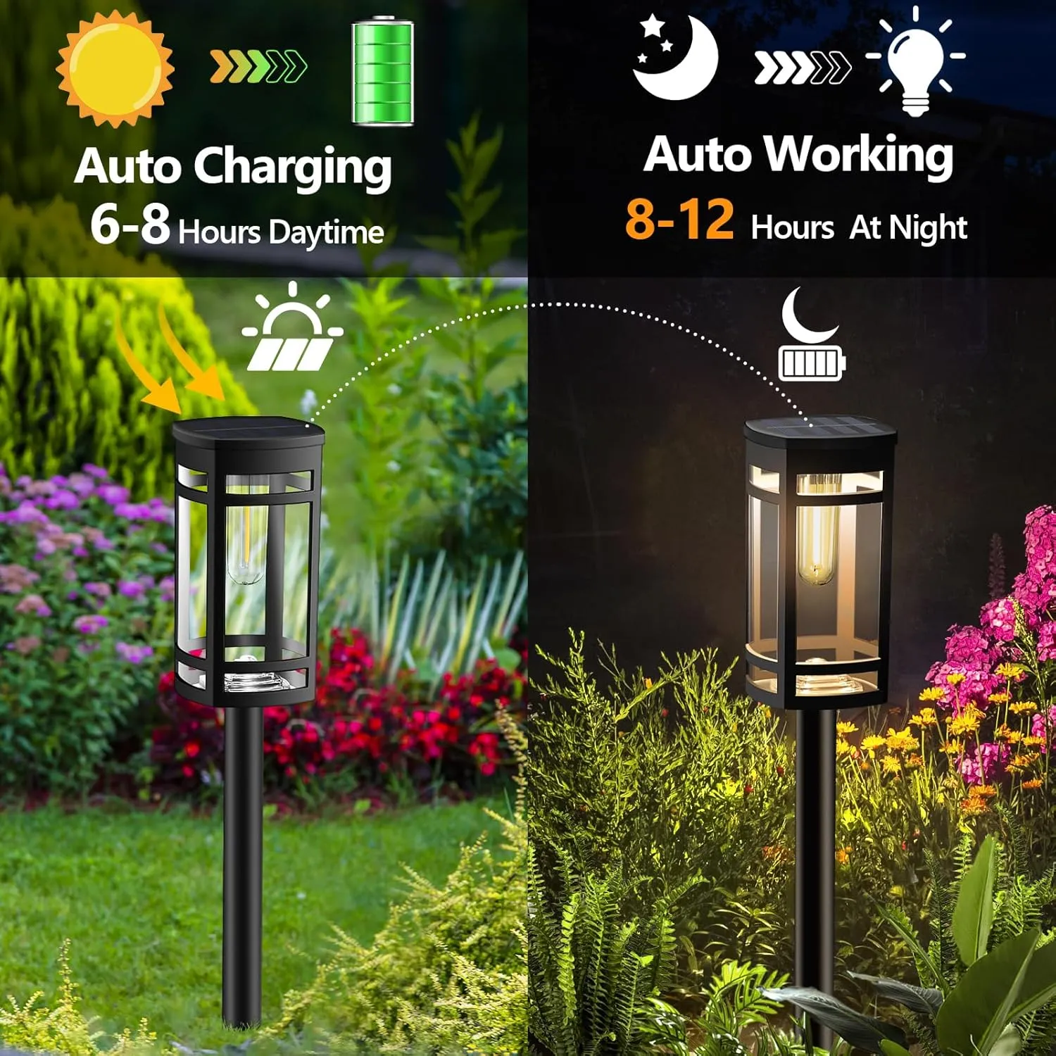 12 Pack Solar Lights Outdoor Waterproof for Garden Pathway Walkway Driveway Yard Lawn Decorative Landscape Lighting. (Warm White Light, 12)