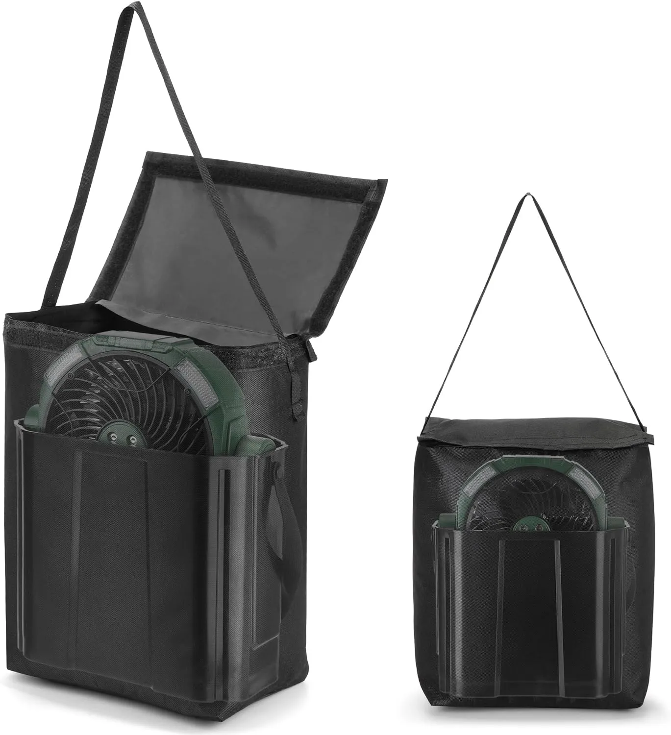 12.59" Portable Misting Fan Cover, Heavy Duty 600D Oxford Fabric Cooling Fan Covers - Protects Against Water,UV,Dust,Dirt & Wind for Patios/Fishing/Travel/Camping/Lawn (Black)