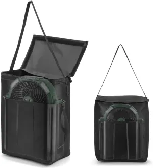 12.59" Portable Misting Fan Cover, Heavy Duty 600D Oxford Fabric Cooling Fan Covers - Protects Against Water,UV,Dust,Dirt & Wind for Patios/Fishing/Travel/Camping/Lawn (Black)