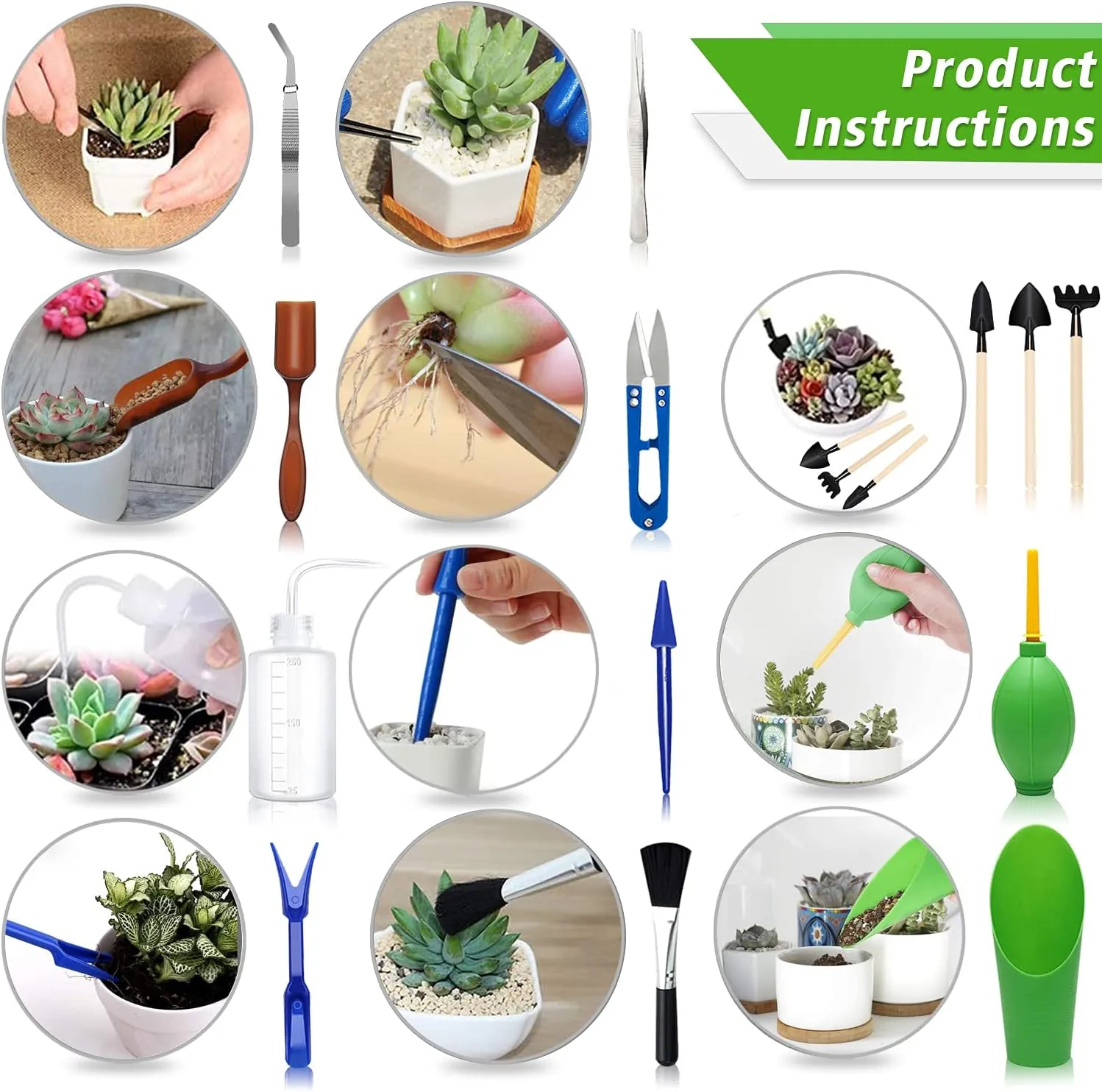 13 Pieces Mini Garden Hand Tools, Transplanting Tools Succulent Tools Set,for Indoor Miniature Fairy Garden Plant Care