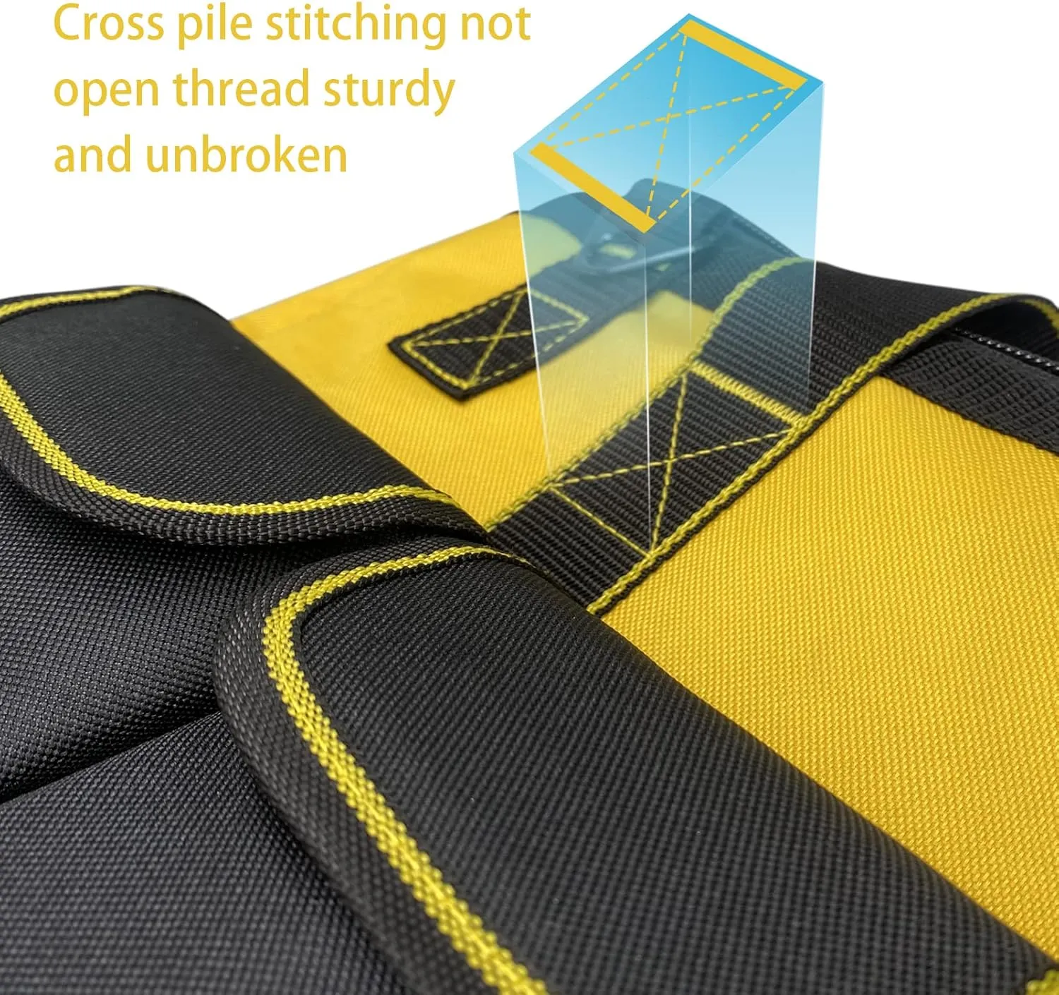 16-inch Tool bag with non-slip feet adjustable shoulder strap 14 functional insert pockets large capacity men's heavy-duty toolbox for electricians carpentry gardening (Yellow)