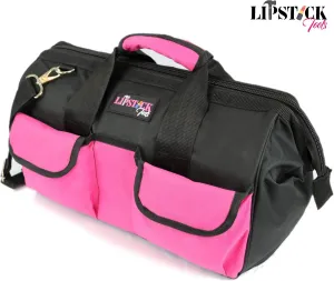 18-Inch Multi-Purpose Zip-Top Pink Storage Wide Mouth Tool Bag Organizer. Great for Home Improvement/Contractors Tools. Heavy Duty Storage Pockets and Shoulder Strap.