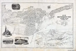 1880 Map of Westminster Park Thousand Island St Lawrence River (Material: 32"x48" Matte)