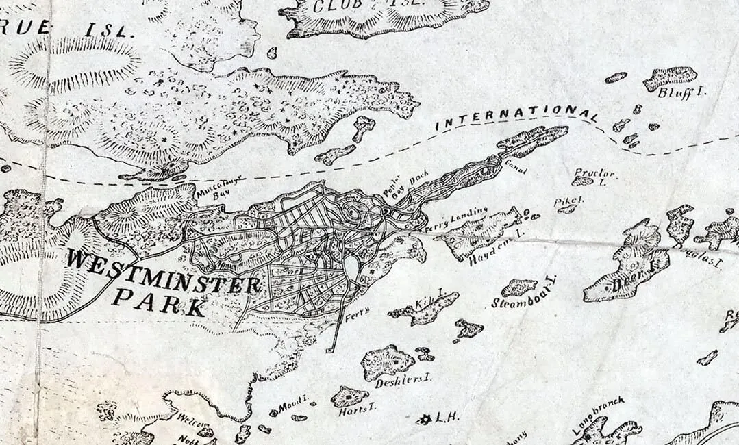 1880 Map of Westminster Park Thousand Island St Lawrence River (Material: 32"x48" Matte)