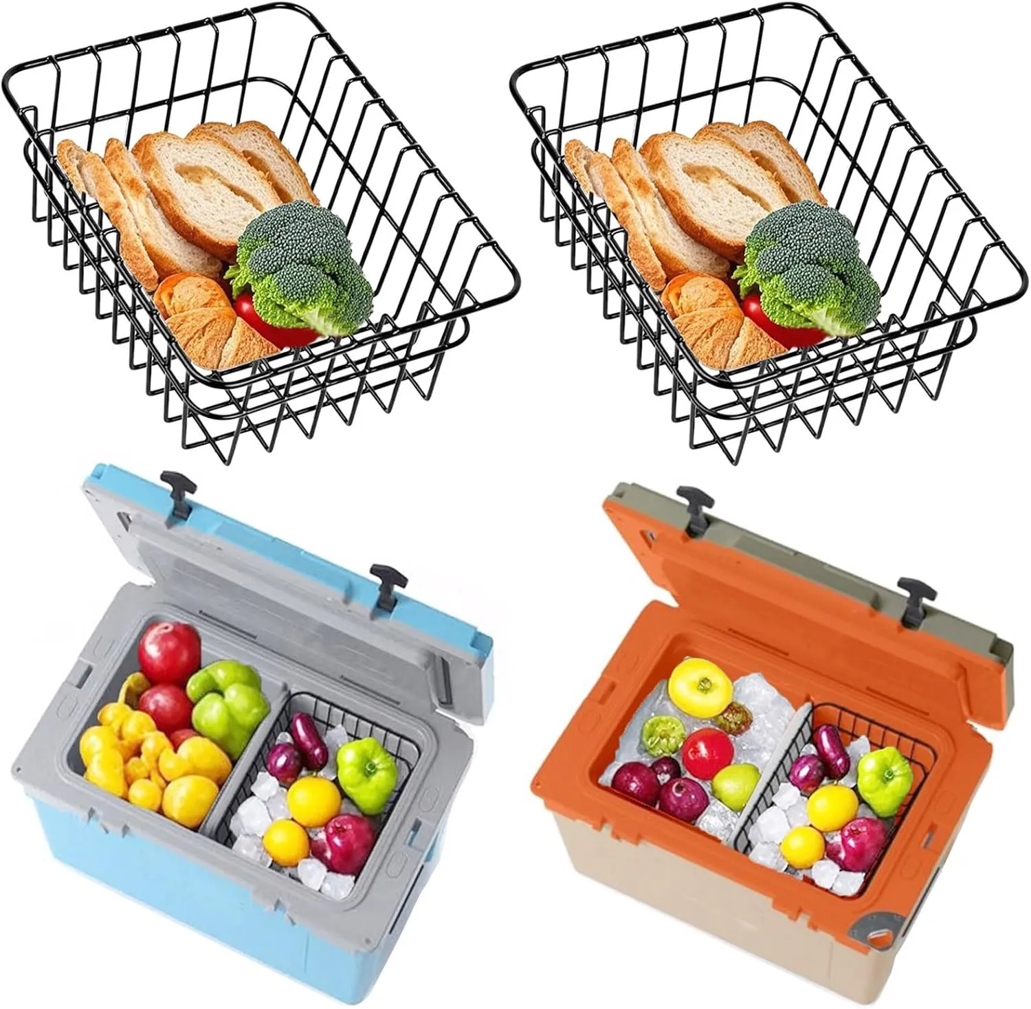2-Pack Cooler Basket for RTIC 32 QT Ultra-Light Coolers, Stainless Steel Dry-Goods Basket, Keep Smaller Items Dry-Goods Basket, Compatible with Rtic Ice, Dividers, Locks RTIC Cooler Accessories etc.