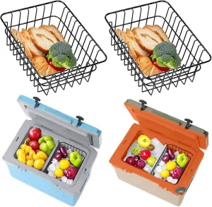 2-Pack Cooler Basket for RTIC 32 QT Ultra-Light Coolers, Stainless Steel Dry-Goods Basket, Keep Smaller Items Dry-Goods Basket, Compatible with Rtic Ice, Dividers, Locks RTIC Cooler Accessories etc.