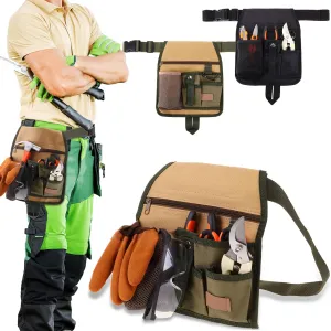 2 Pack Handy Organizer Garden Tool Pouch, Garden Tool Belt, Utility Tool Pouch Unisex with Multiple Pockets and Zipper, Unisex Belt with Adjustable Waist Belt for Gardening Gifts, Florists