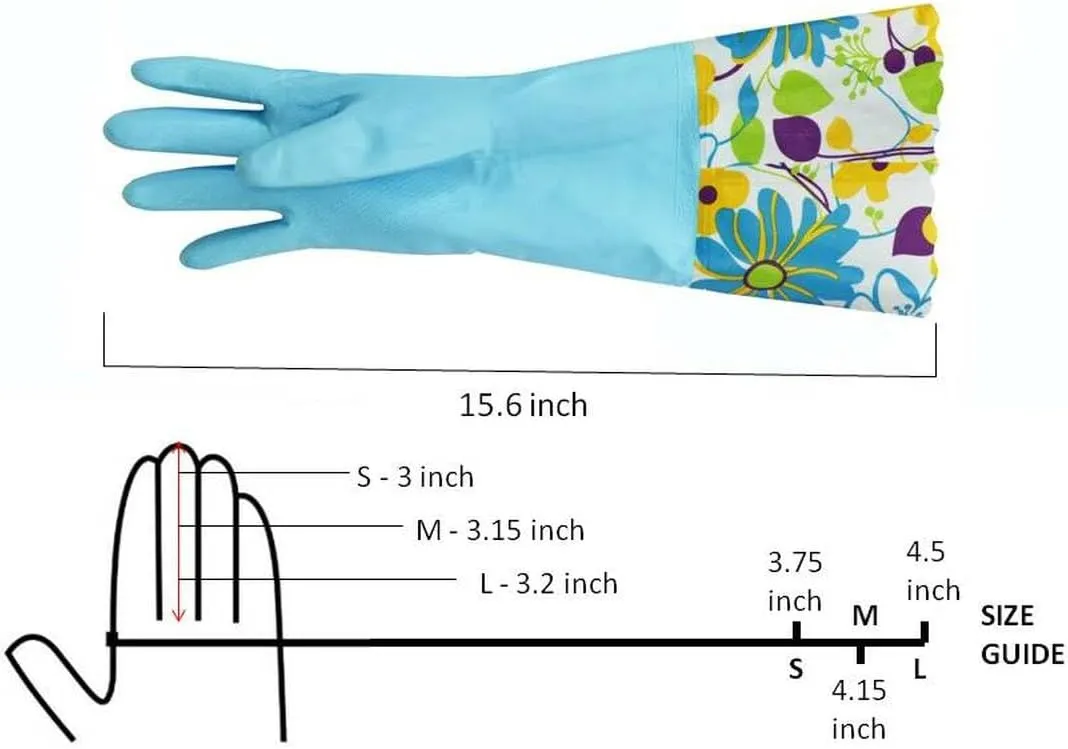2 PAIRS Household Gloves Latex Free Cleaning Gloves with Soft Lining Long Cuff waterproof