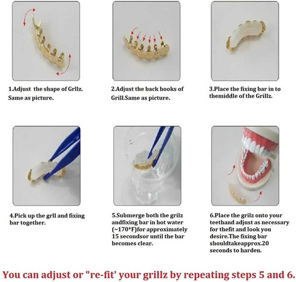 2 Pcs 18K Gold Plated Hip Hop Teeth Grillz Caps Iced Out CZ Gap Grillz Single Tooth Top or Bottom Grills for Your Teeth Grillz Set for Men Women