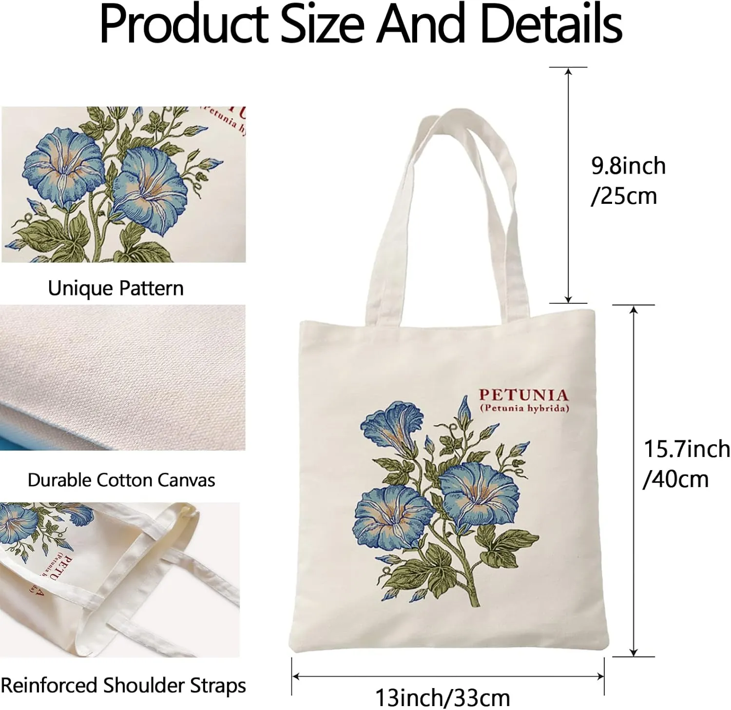 2 PCS Floral Tote Bag Aesthetic Flowers Botanical Shopping Bag Beautiful Flowers Reusable Grocery Bag for Women