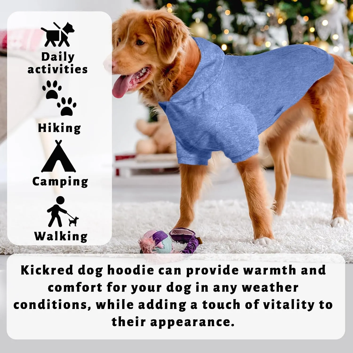 2 Pieces Basic Cotton Dog Hoodie Sweater, Soft Pet Clothes Dog Sweatshirts, Dog Outfit Coat Pullover with Pocket and Leash Hole for Small Medium Large Dogs, Coral Red & Sailor Blue (Medium)