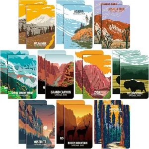 20 Pack National Park Mini Notebook Pocket Adventure Notebook Memo Book Mountain Art Prints Small Notepad for Adventure Seekers, Hikers, Travellers, 3.2 x 5 Inches,10 Styles