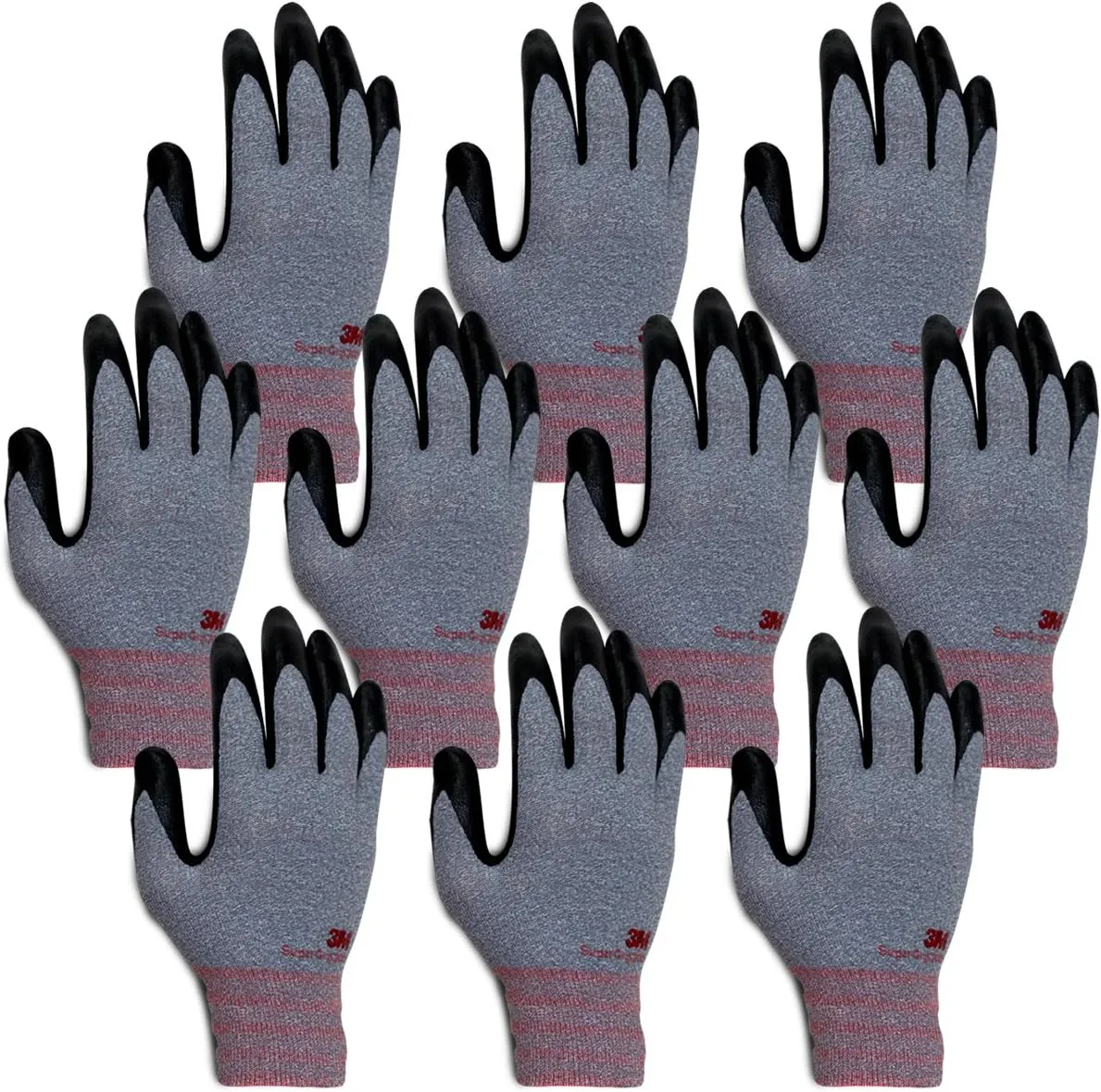 200 All Day Comfort Nitrile Foam Coated Work Gloves-10 Pairs (Large, Gray)