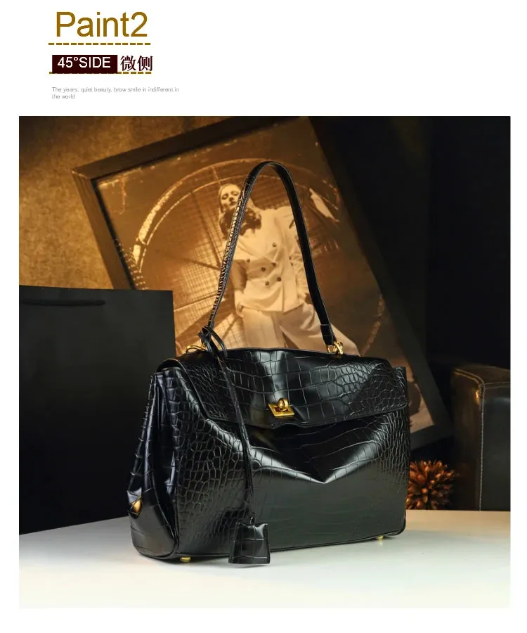 2025 Retro Crocodile Pattern Leather Handbags