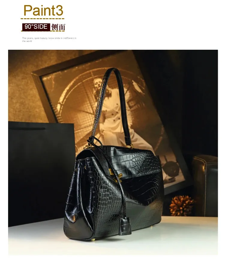 2025 Retro Crocodile Pattern Leather Handbags