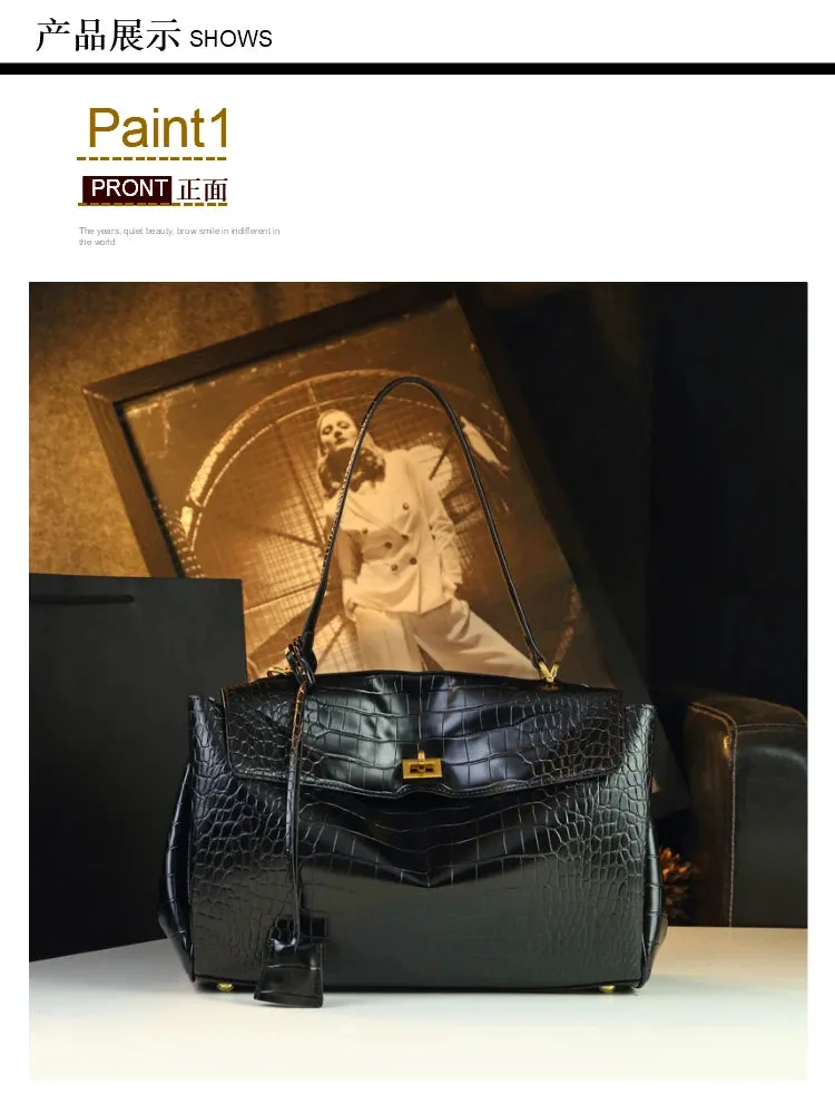 2025 Retro Crocodile Pattern Leather Handbags