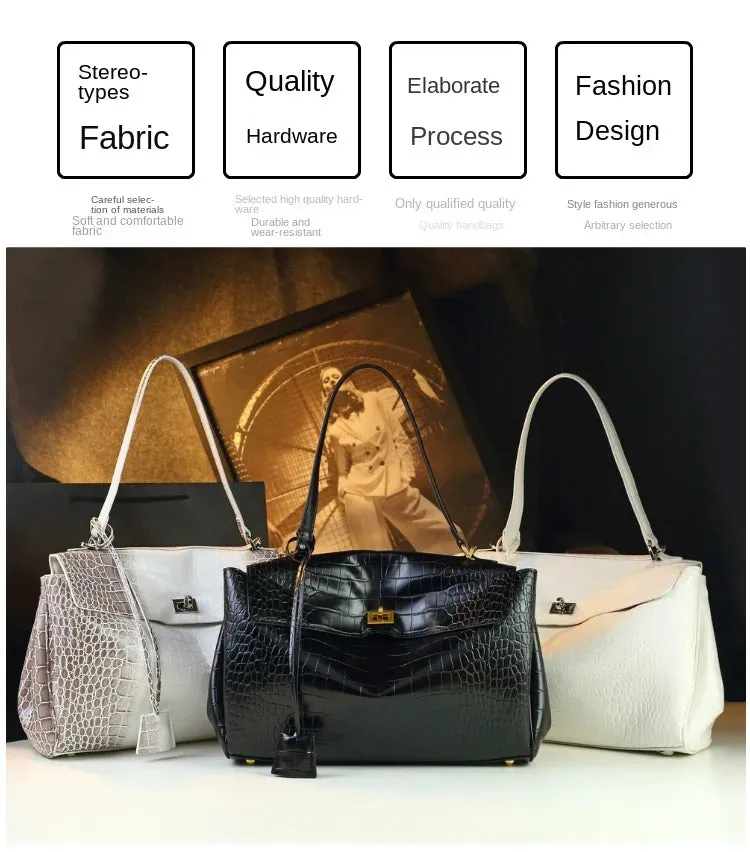2025 Retro Crocodile Pattern Leather Handbags