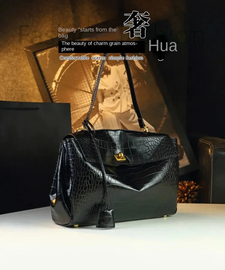 2025 Retro Crocodile Pattern Leather Handbags