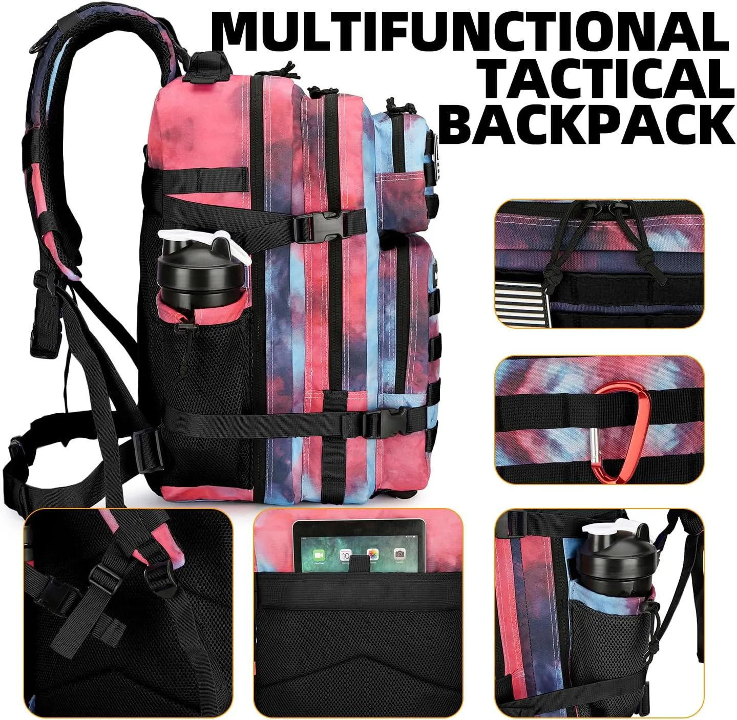 25L Tactical Backpack Military Tactical Backpack for Men and Women Small Assault Pack Outdoor Travel Hiking Camping Rucksack with Molle Webbing (Nebula Camo)