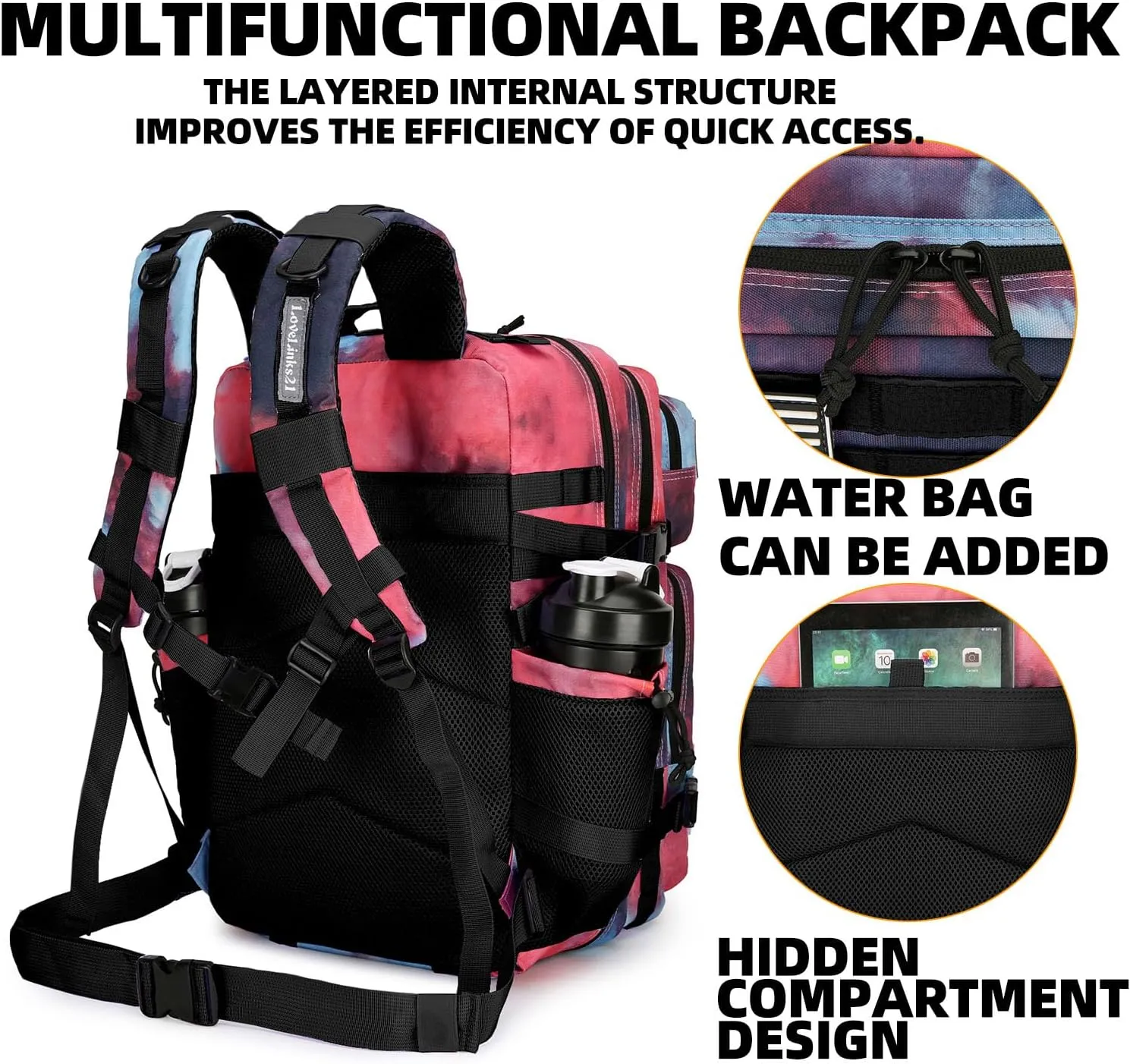 25L Tactical Backpack Military Tactical Backpack for Men and Women Small Assault Pack Outdoor Travel Hiking Camping Rucksack with Molle Webbing (Nebula Camo)