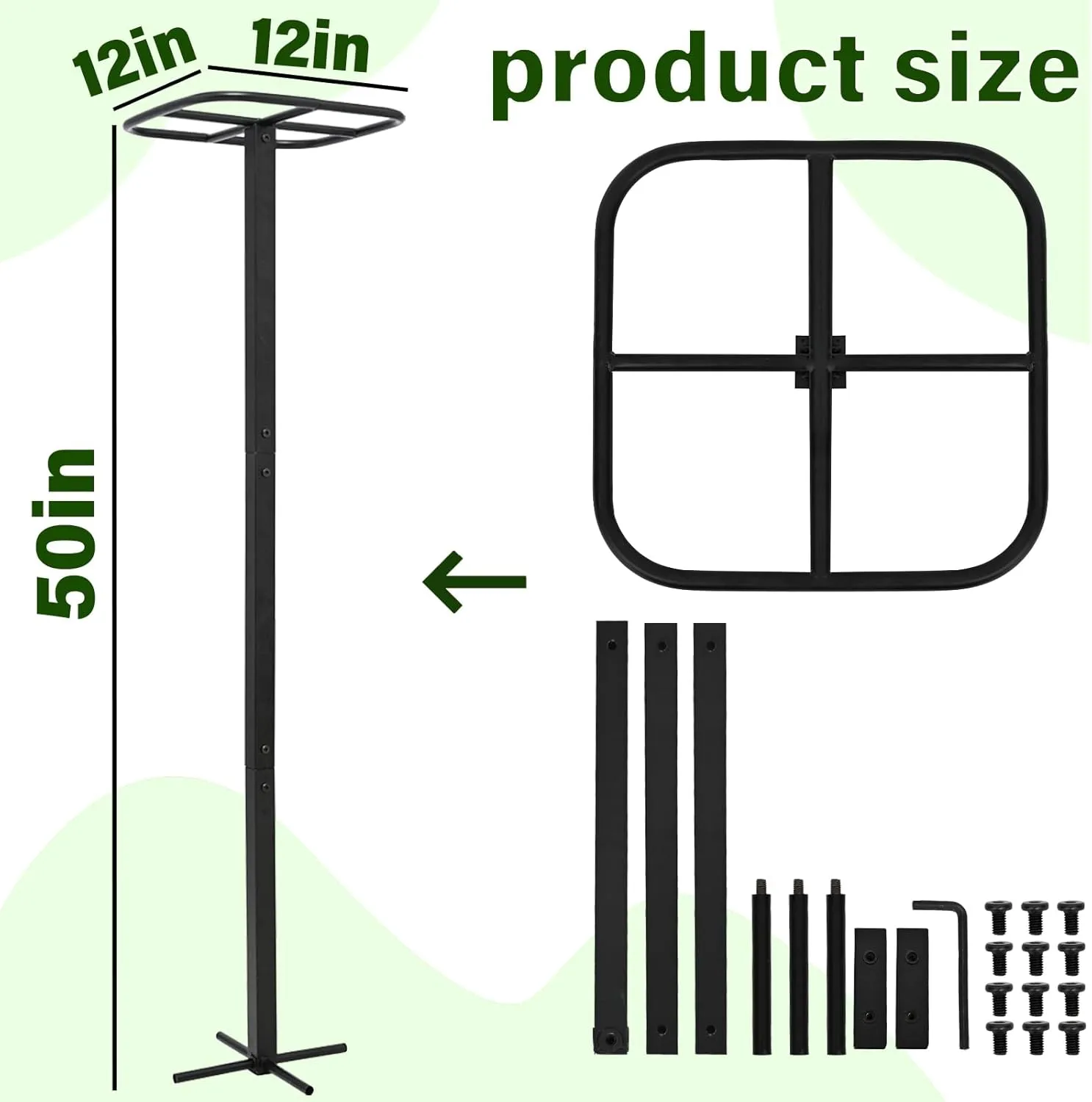 2PCS Dragon Fruit Trellis - Metal Plant Support for Climbing Plants in Outdoor Gardens, Easy Assembly, 12'' x 12'' x 50'' Size, Durable & Weatherproof Garden Support System
