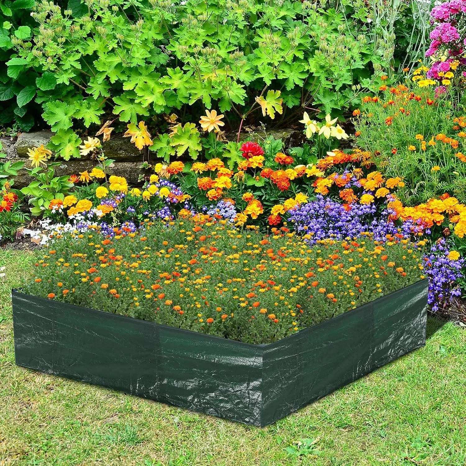 2PCSRaised Garden Planter Fabric Bed, 9 Divided Grids Durable Square Planting Grow Pot, Plant Grow Bags for Outdoor Carrot Onion Herb Flower Vegetable Plants