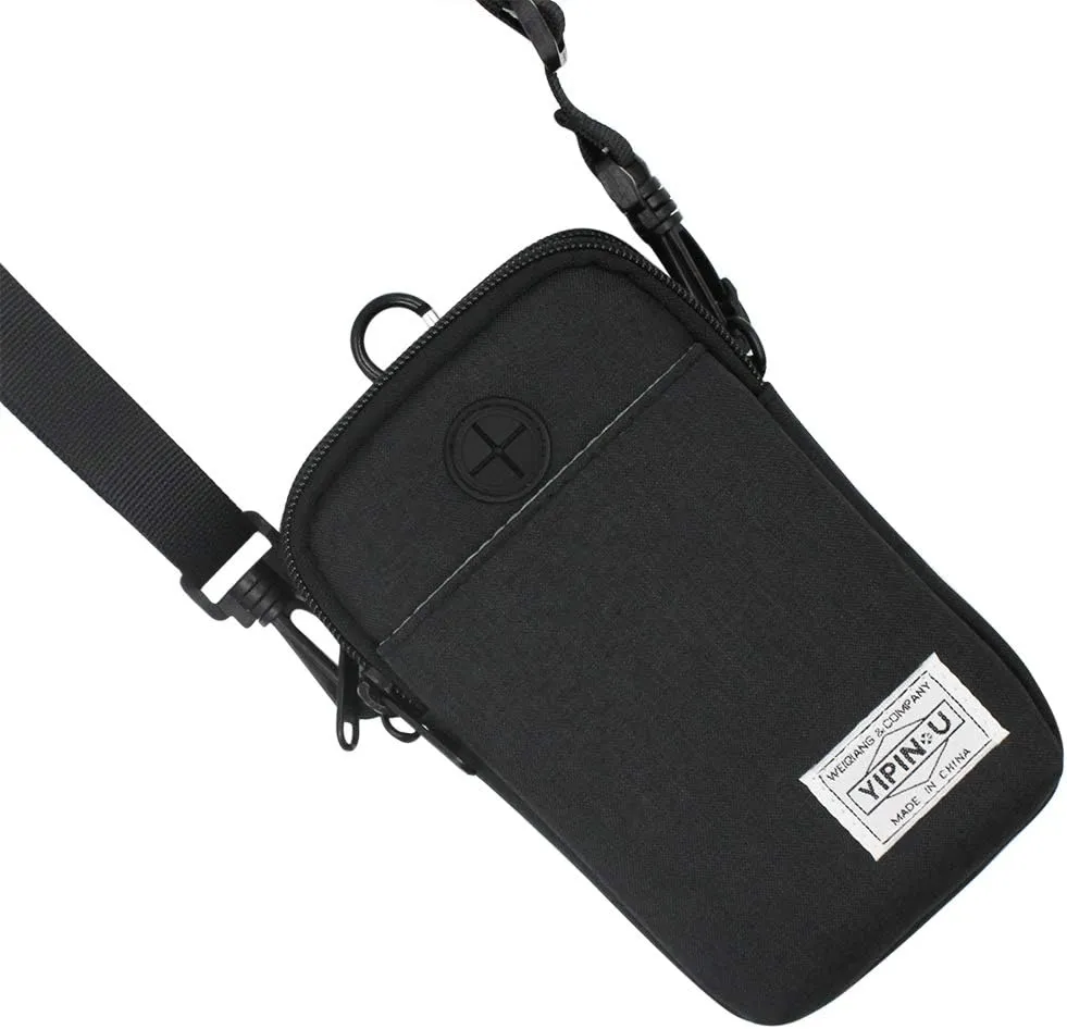 3-Layers Waterproof Cell Phone Pouch Crossbody Purse Oxford Fabric Belt Bag Wallet for Men Women