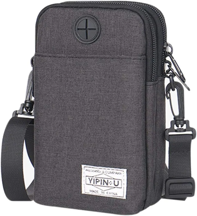 3-Layers Waterproof Cell Phone Pouch Crossbody Purse Oxford Fabric Belt Bag Wallet for Men Women