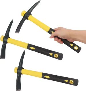 3 Packs 14 Inch Small Pick Axes with Plastic Handle，Hand Pickaxe, Light Pick Axes for Digging Cast Steel for Gardening, Camping, Prospecting, and Outdoor Activities