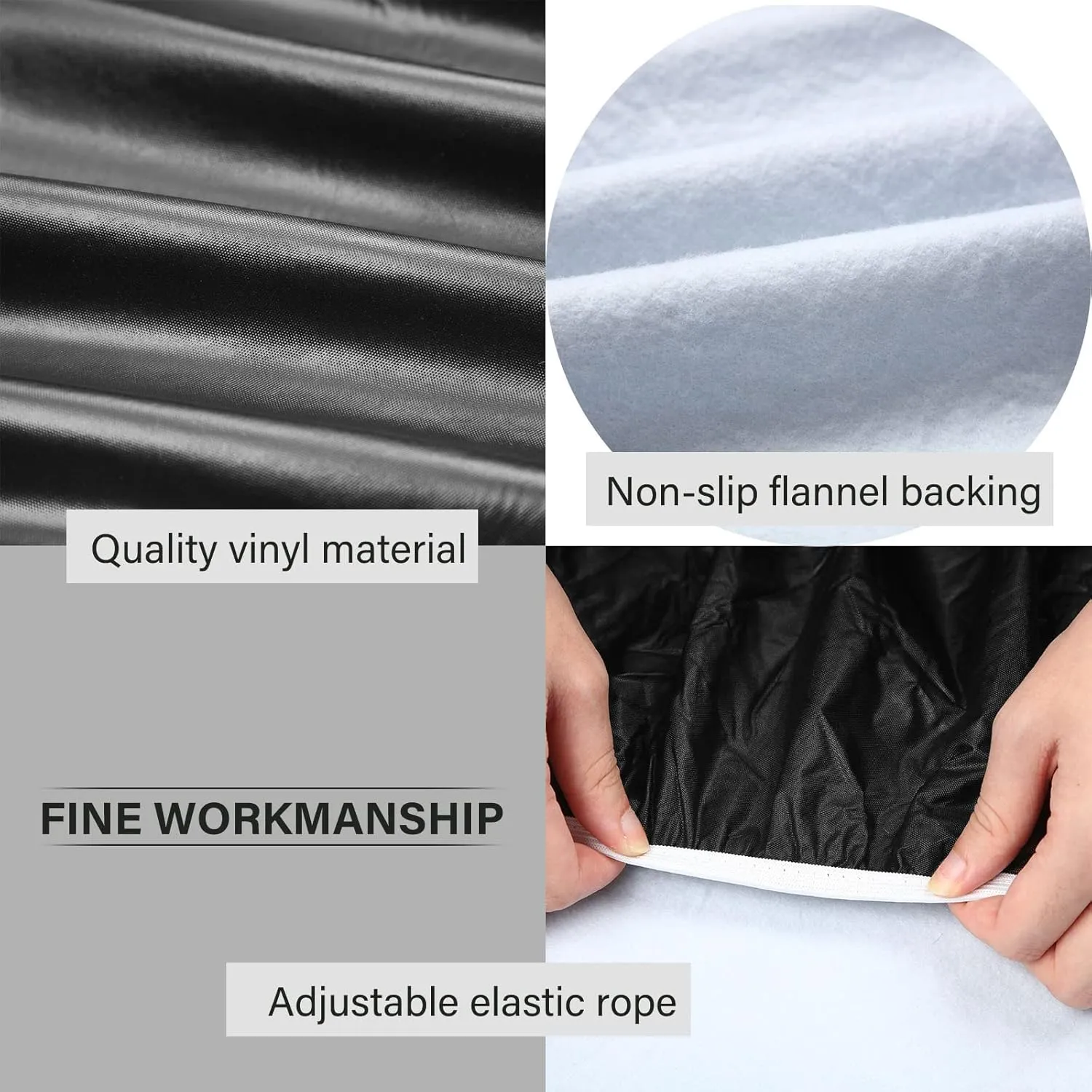 3 Pcs Picnic Table and Bench Fitted Tablecloth Cover for 6 Ft Table 30 x 72 Inch Vinyl Fitted Elastic Edges Waterproof Wipeable Tablecloth for Indoor Outdoor Travel Picnics Patio Camping (Black)