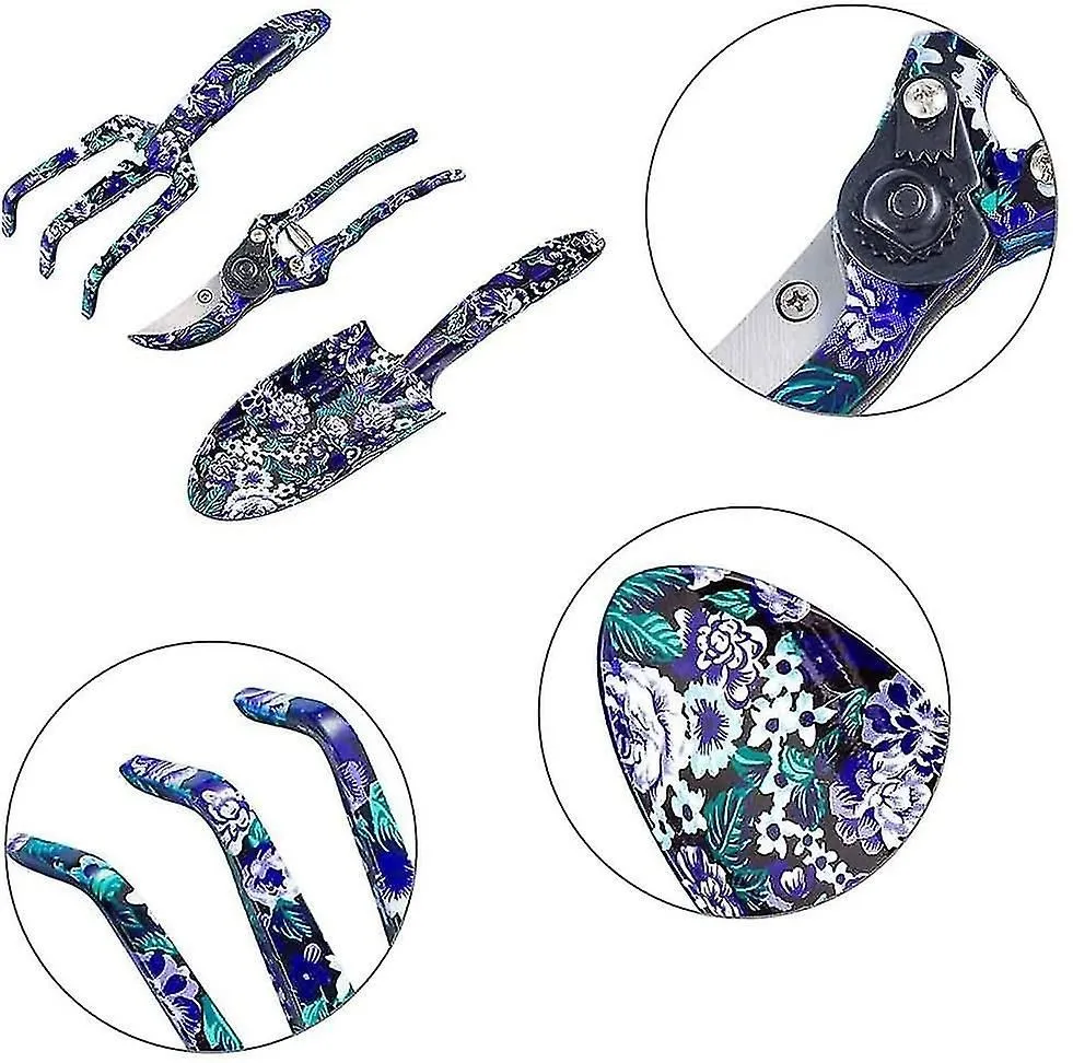 3 Piece Aluminum Flower Gardening Tool Set With Purple Print - Trowel