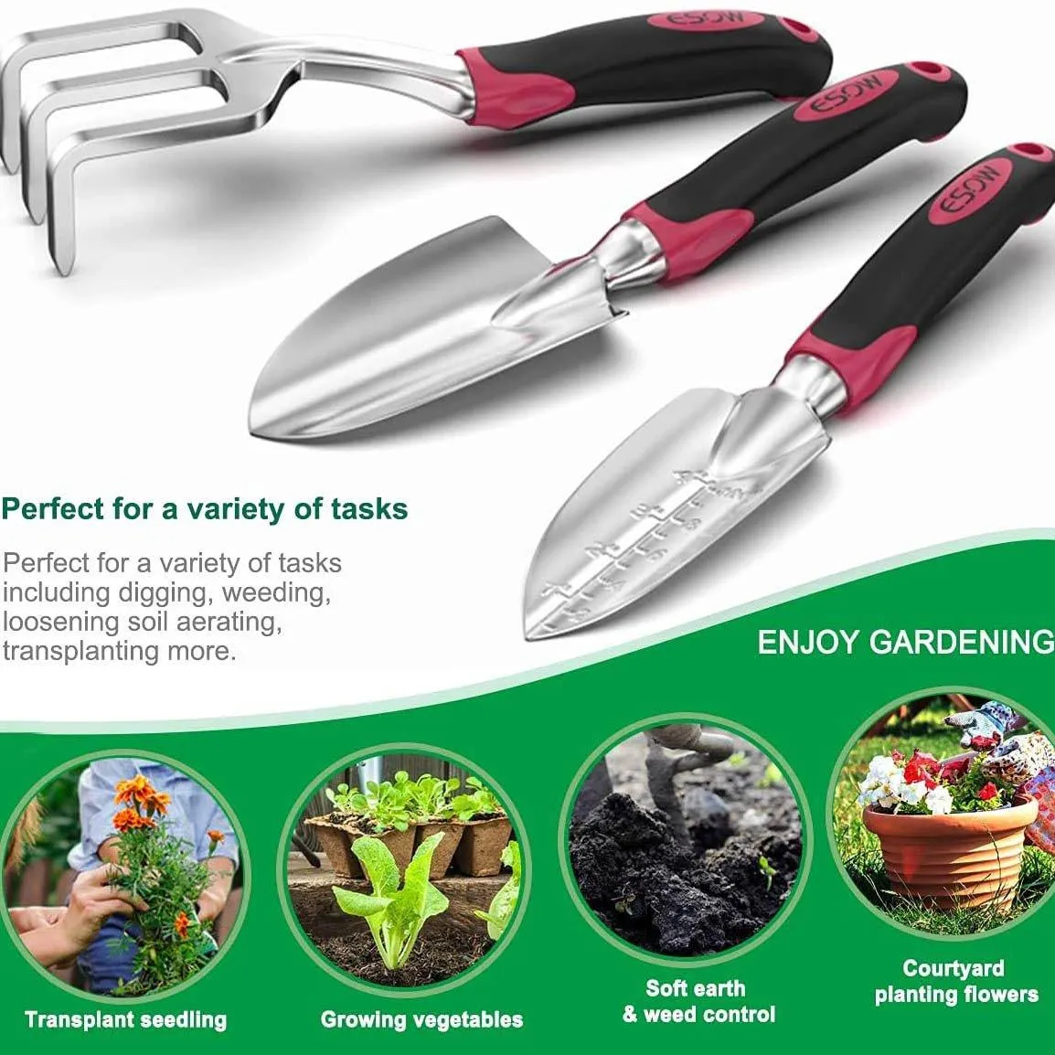 3-Piece Set: Cast-Aluminum Heavy Duty Gardening Kit