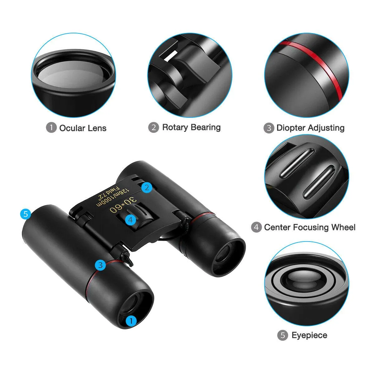 30x60 Portable Outdoor Binoculars