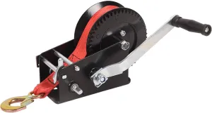 3500lbs Boat Trailer Winch - Heavy Duty Hand Crank Ratchet with 10m/32ft Red Strap, 4:1/8:1 Gear Ratio, 2 Speed Switchable, 2-Way for Boat Trailers, Marine, Truck, ATV
