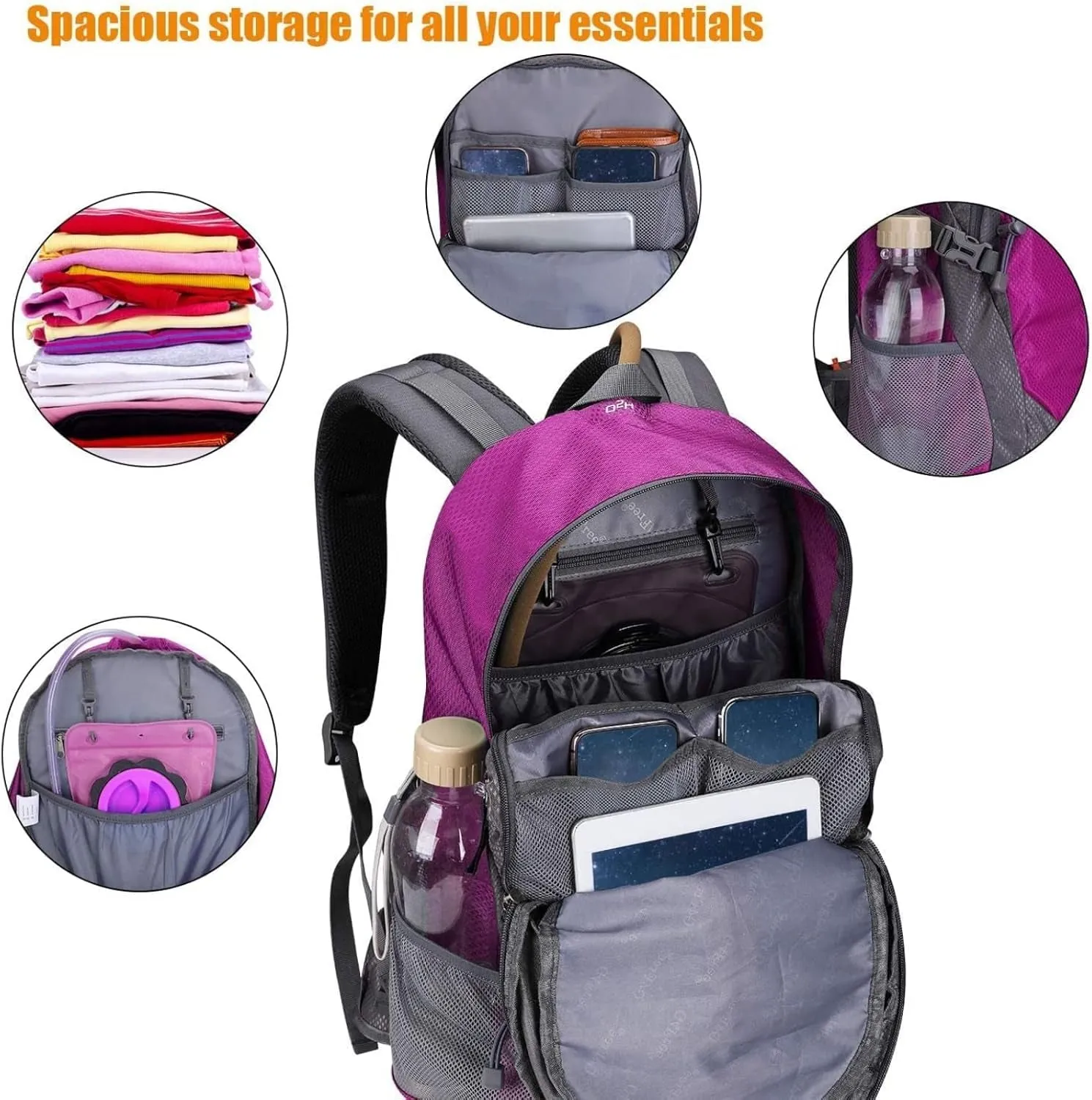 35L Lightweight Water Resistant Hiking Backpack with Rain Cover