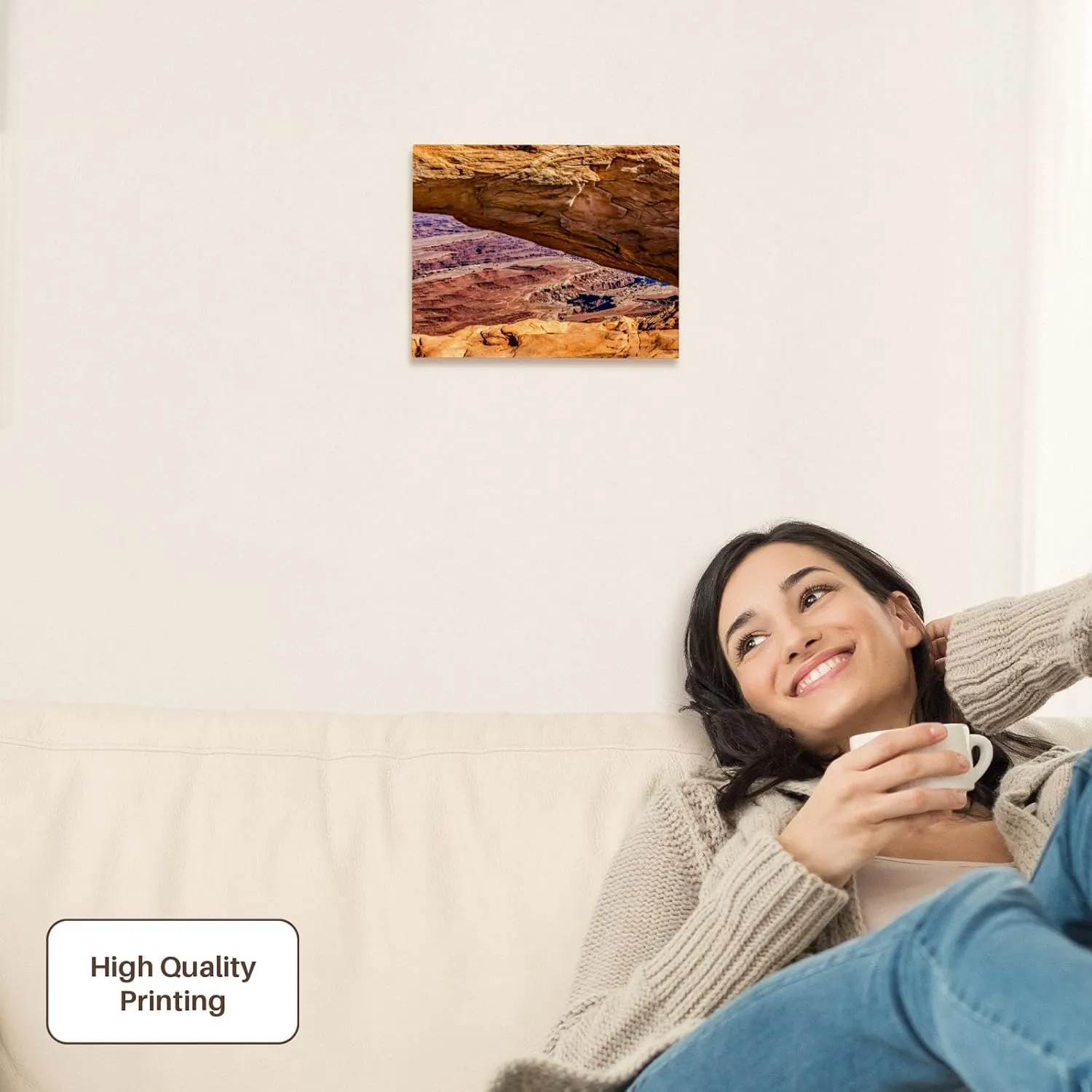 3dRose, Mesa Arch, Red Rock Canyons, Canyonlands National Park, Moab, Utah, Museum Grade Canvas Wrap 10x8